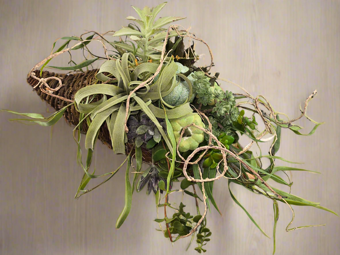 Pumpkin and Succulent Cornecopia