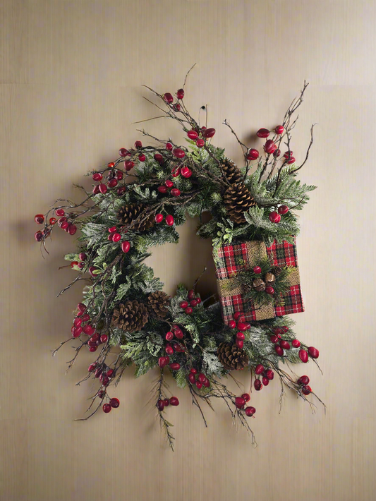 Pine Wreath with Gift